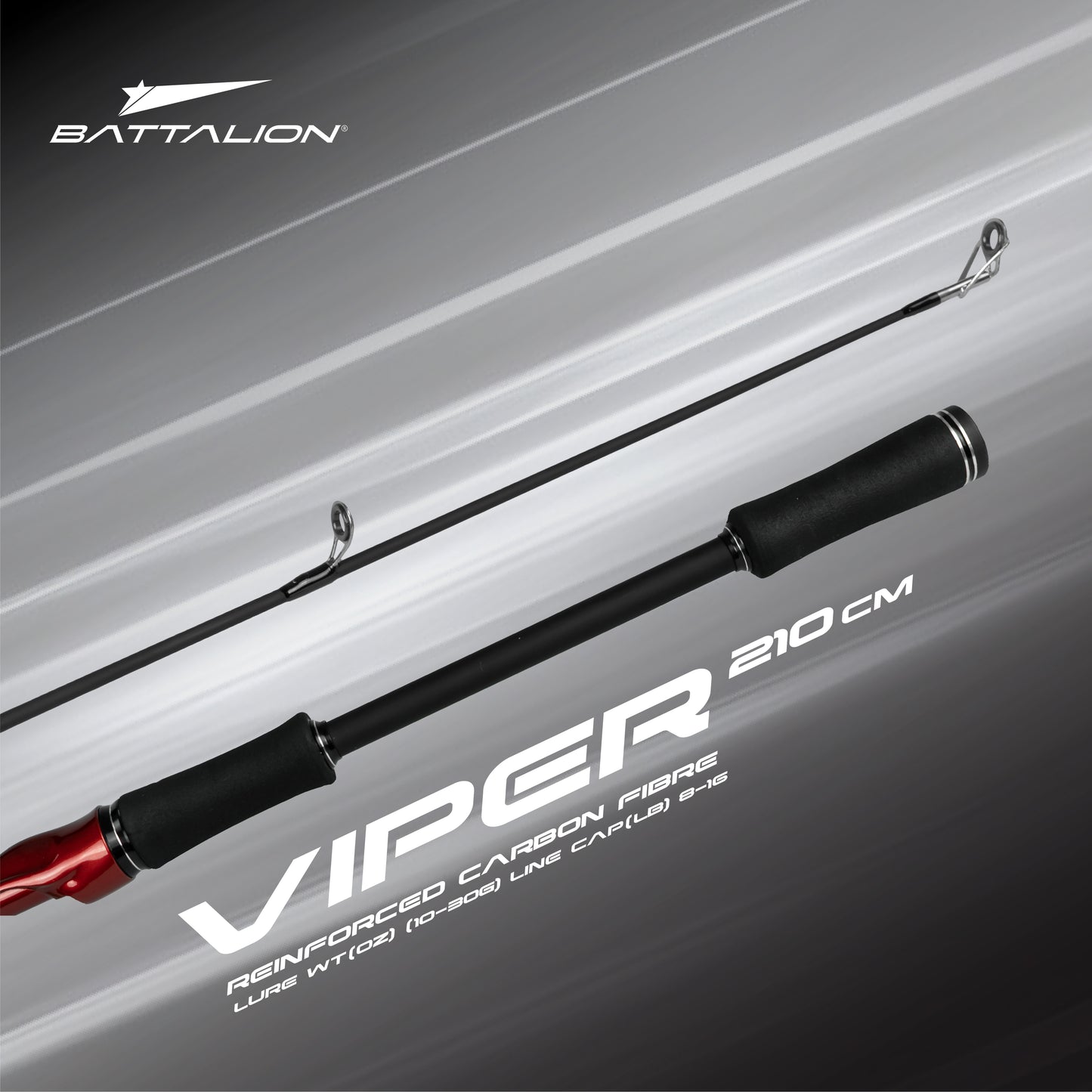 Battalion Viper 2 Piece Hi-Modulus Carbon Fibre Spinning Fishing Rod (210cm) Black Fishing Rod | Esay to Handle | Best Experience for Fishing